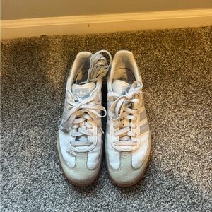 adidas sambas White and Gum Retro Leather Sneakers